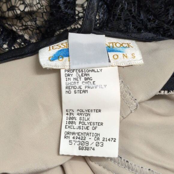 Jessica McClintock Black Nude Lace Criss Cross Back Maxi Slip Dress Vintage 12 - Picture 8 of 9